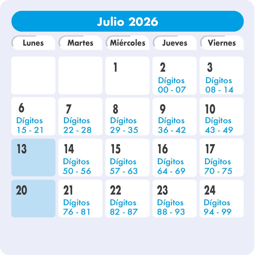 fecha de pago julio